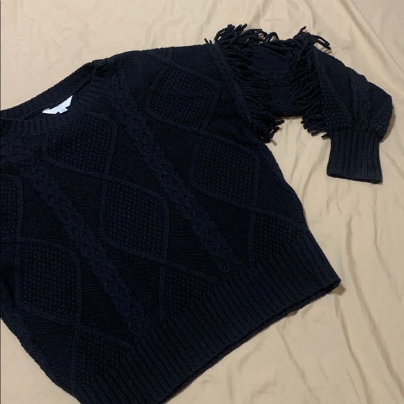 Time and Tru Black Sweater with Fringe - Picture 4 of 5